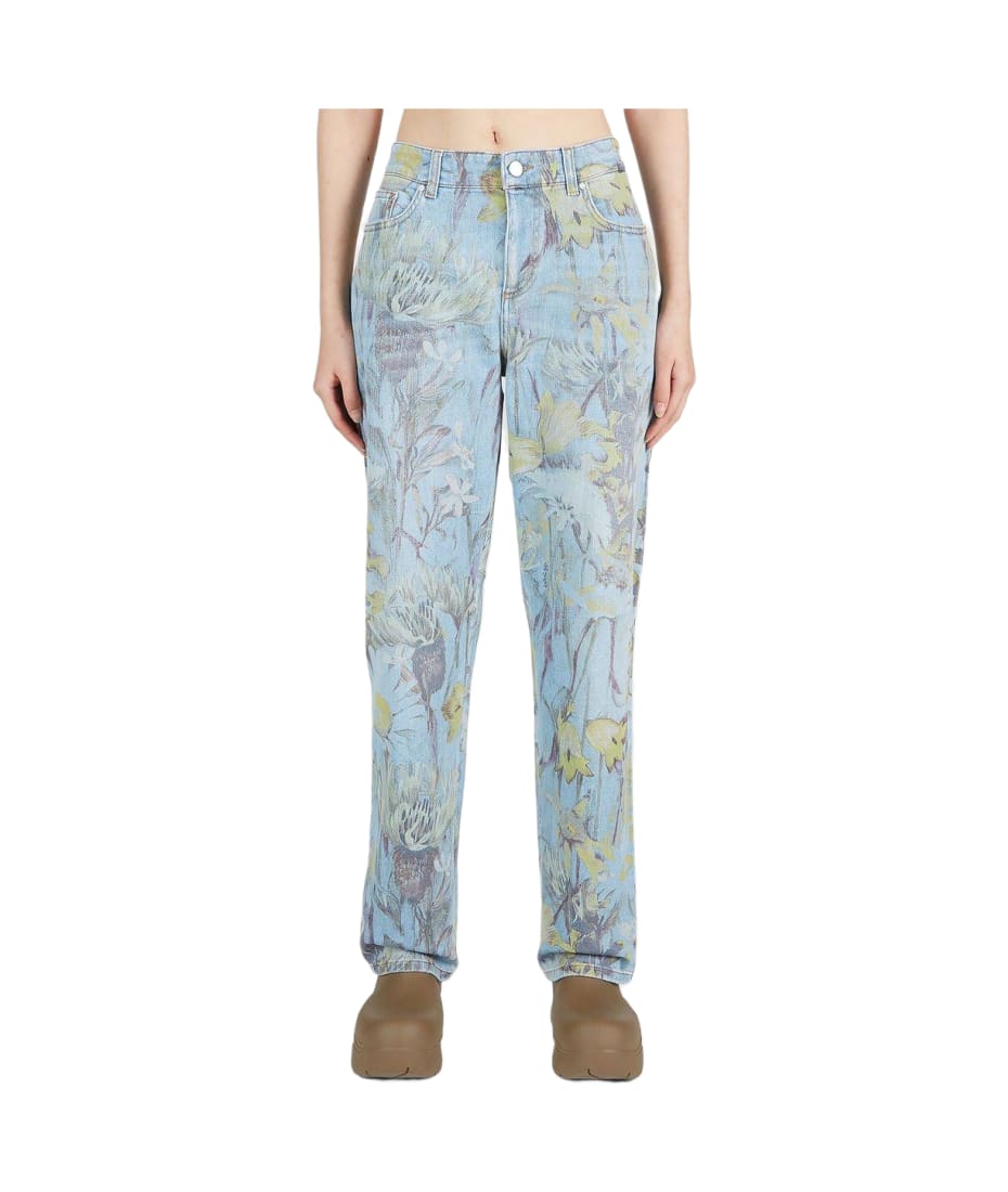 【送料&関税込】Stella McCartney Rewild Flora Jeans Stella McCartney Rewild Flora-Print Straight-Leg Denim Jeans