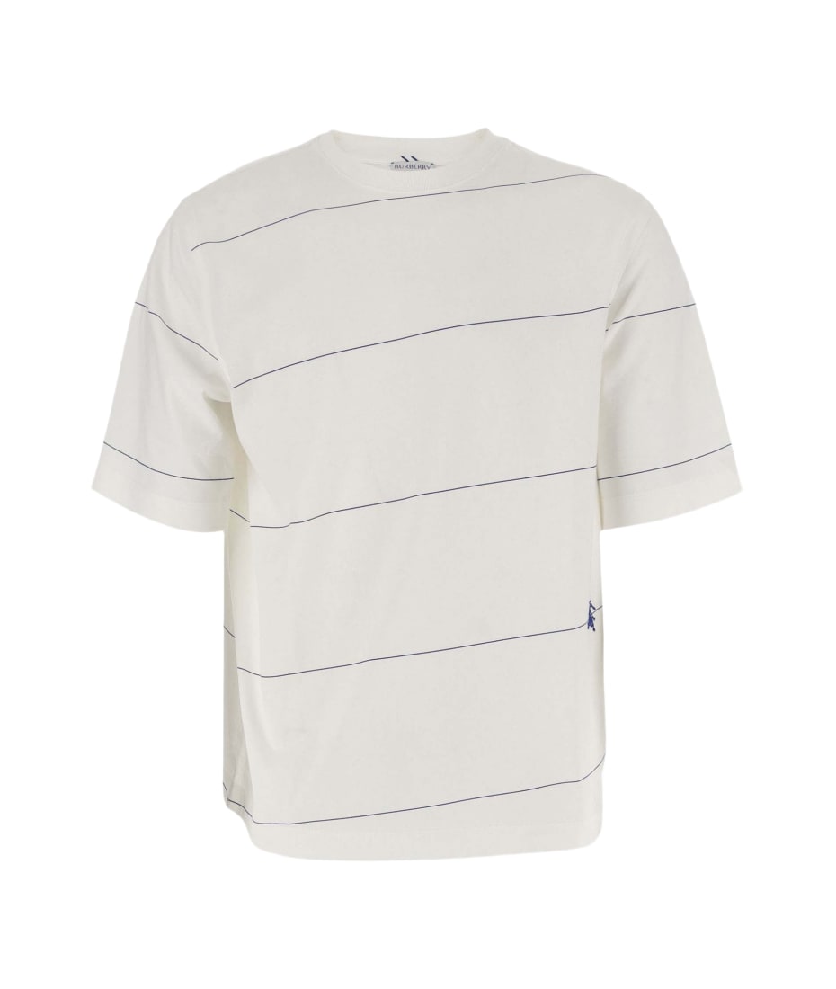 Burberry Cotton T-shirt With Striped Pattern - White