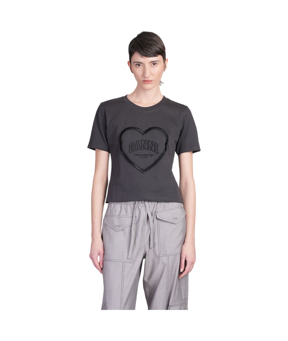 Ganni T-shirt In Black Cotton | italist