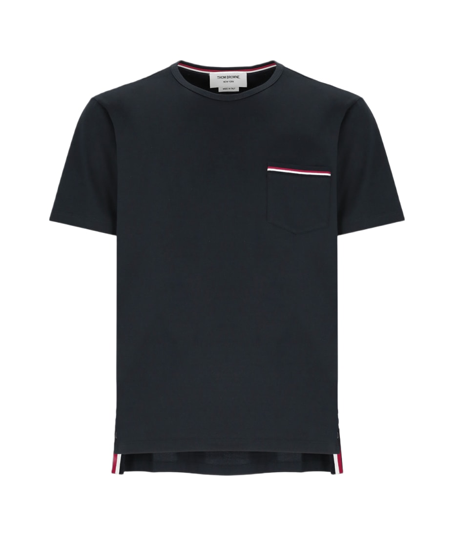★THOM BROWNE★ Oversized 34 Sleeve Milano Lip T-Shirt Navy Thom Browne Navy Cotton T-shirt | italist