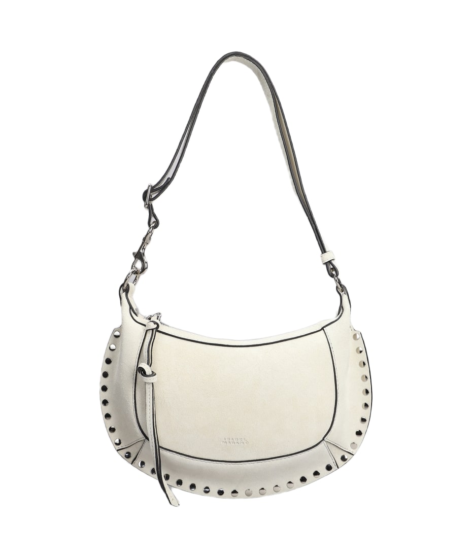 Isabel Marant Oskan Moon Shoulder Bag In Grey Suede