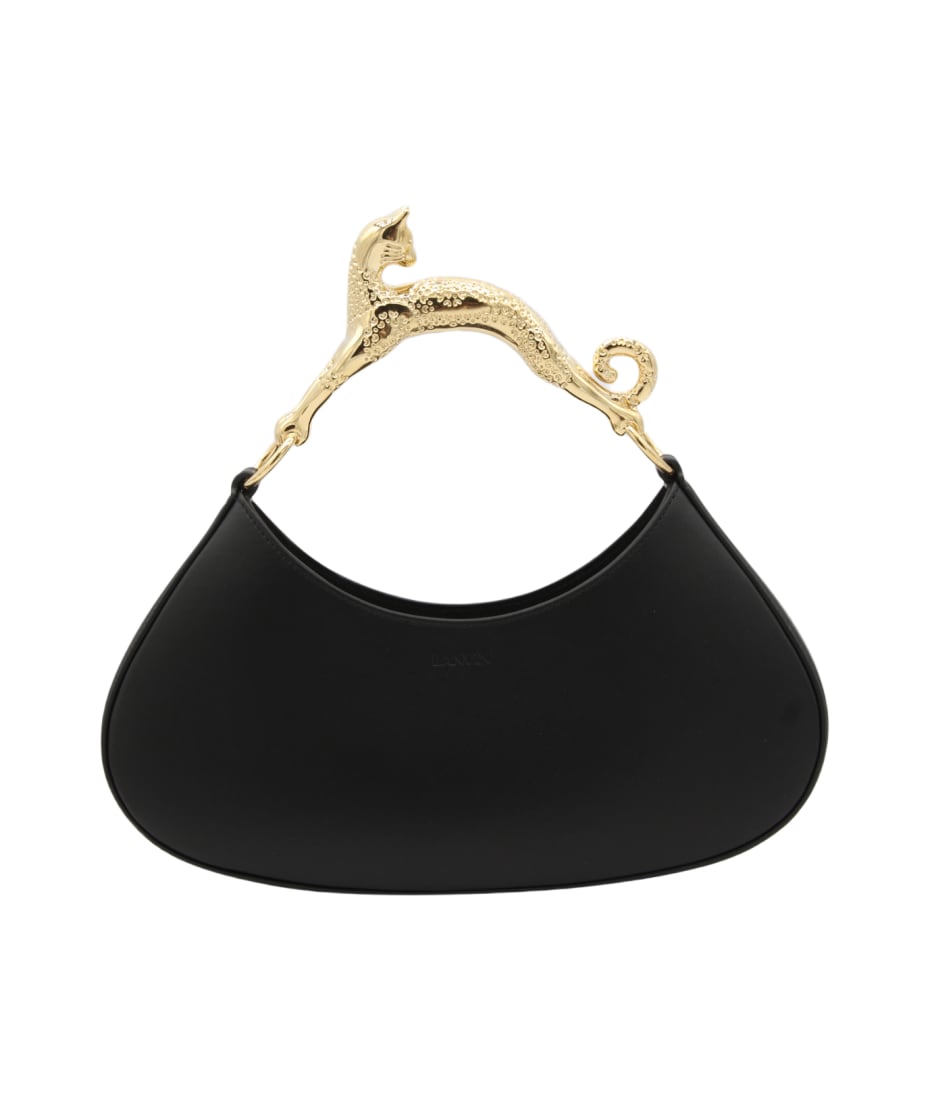 Lanvin Black Leather Hobo Cat Bolide Top Handle Bag