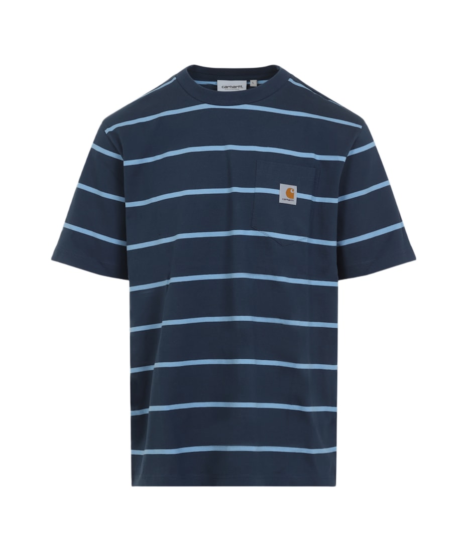 Tシャツ・カットソー Carhartt Carhartt Wip Short Sleeves Aiken Pocket T-Shirt Carhartt WIP Aiken Stripe Pocket T-Shirt | Dusky Blue – Page