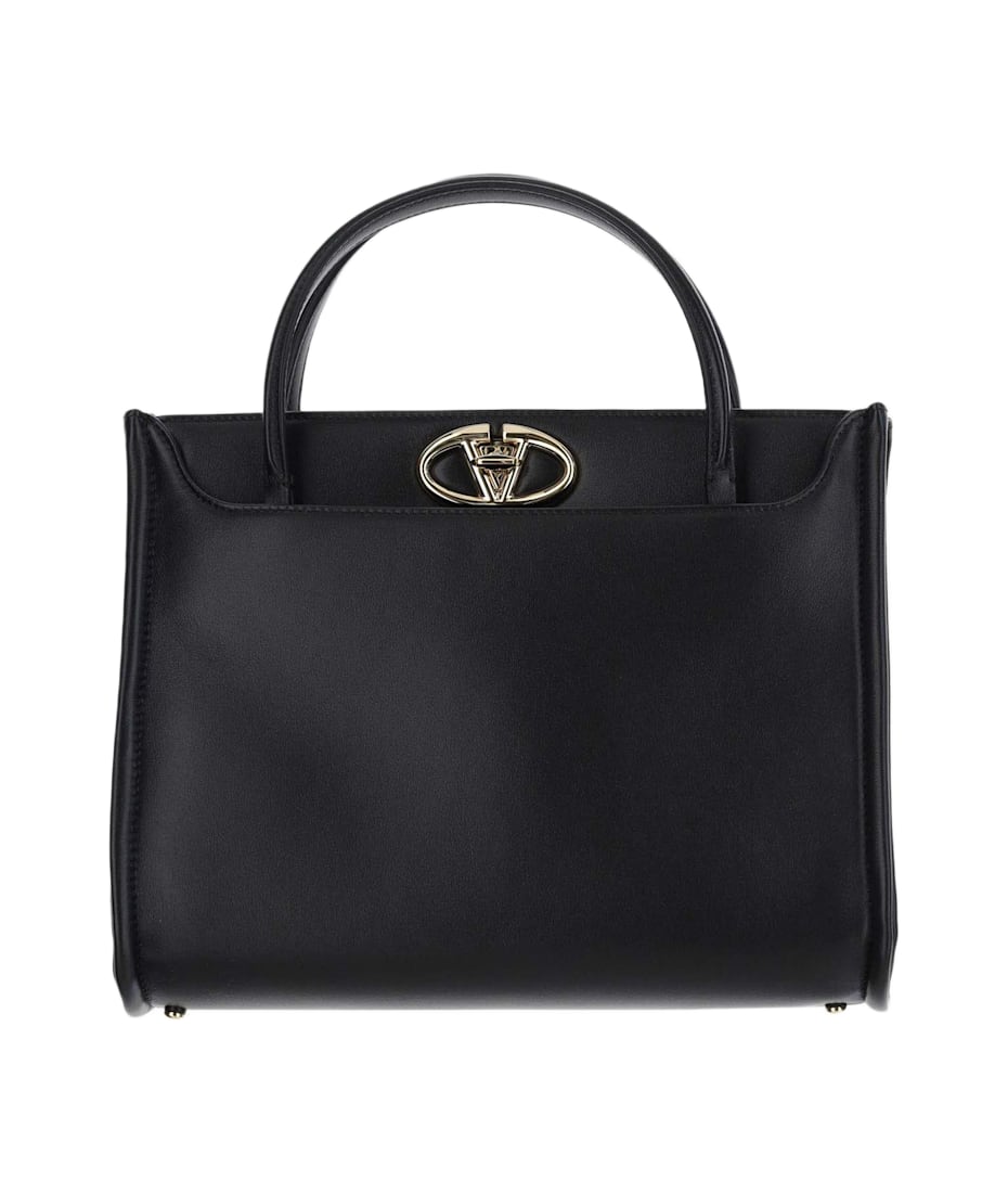 ハンドバッグ Valentino Garavani Black Leather Vlogo Handbag Valentino Garavani Vlogo Locker Leather Bag | italist