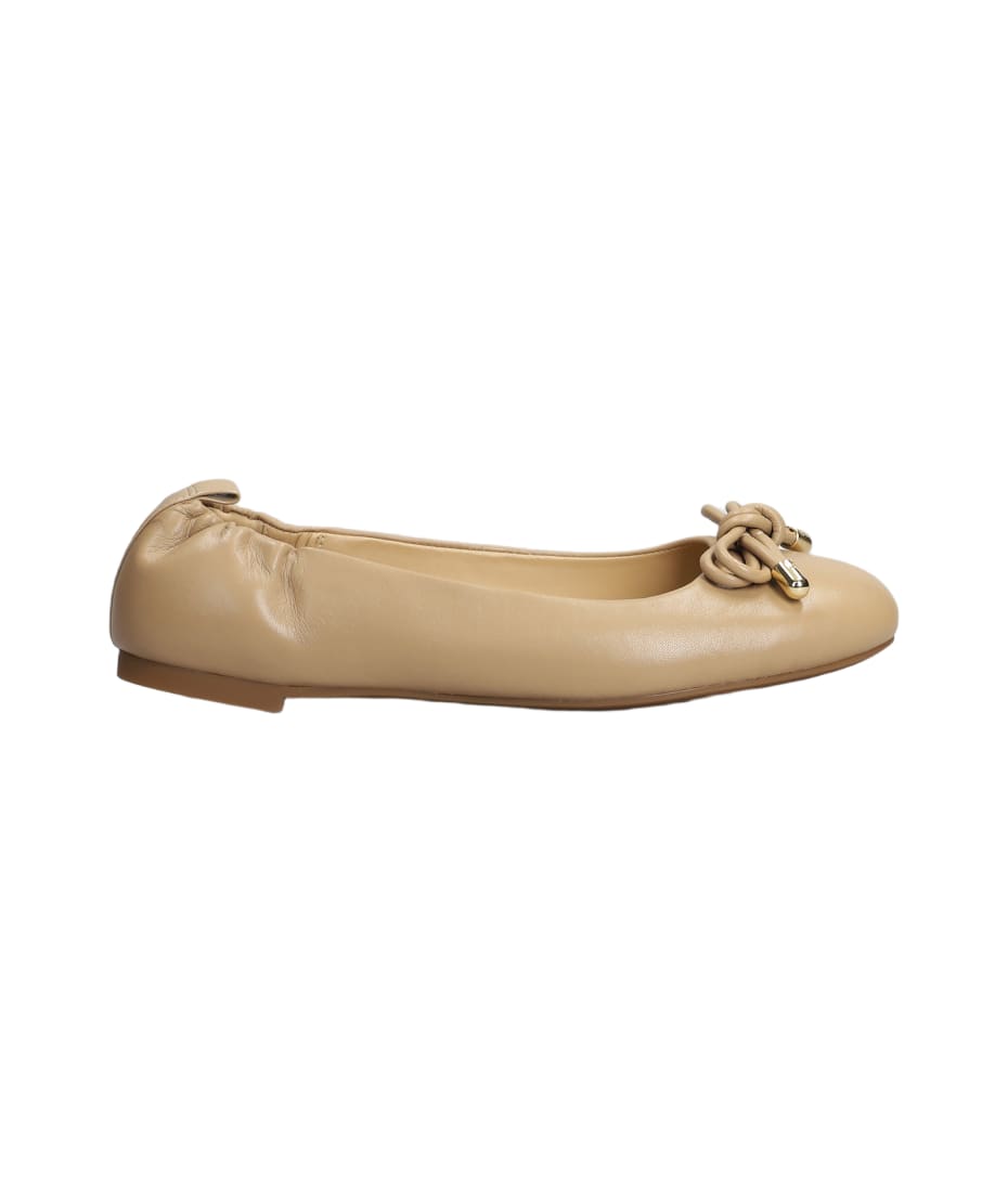 Michael Kors Astra Flex Ballet Ballet Flats In Camel Leather
