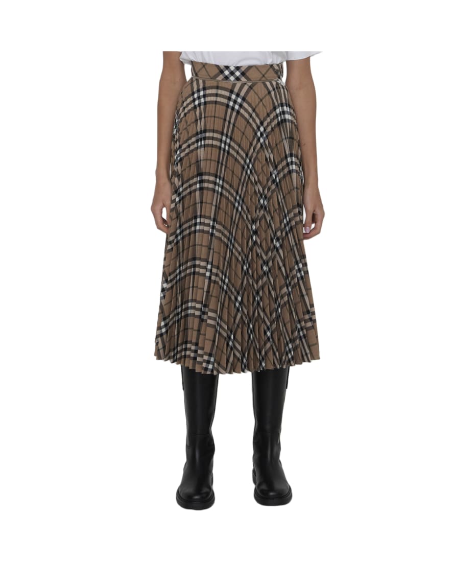 スカート Burberry CHECK PLEATED WOOL SKIRT Burberry Check Pleated Skirt | italist