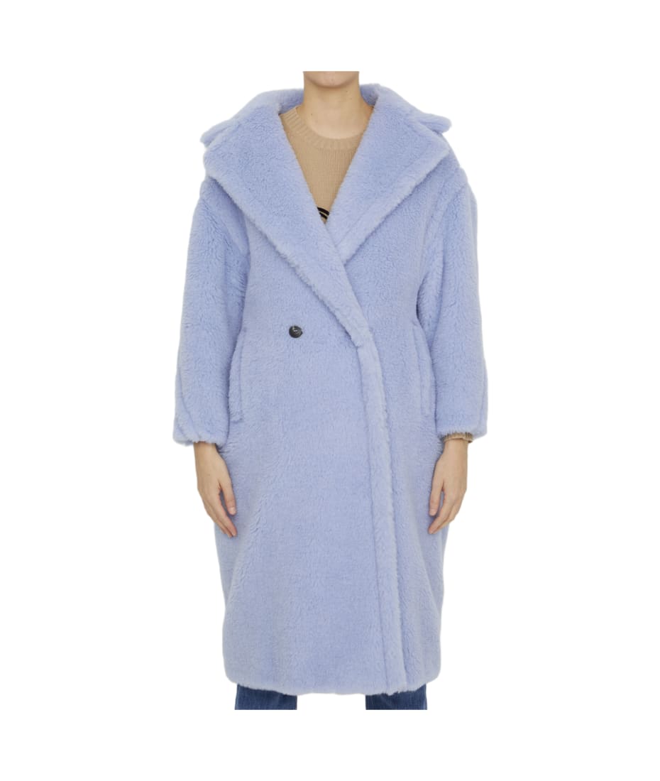 MAX MARA: Teddy coat in wool and silk blend - Dove Grey