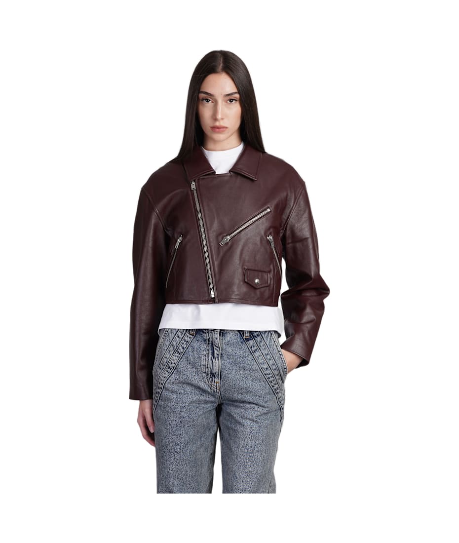 Bordeaux leather jacket deals