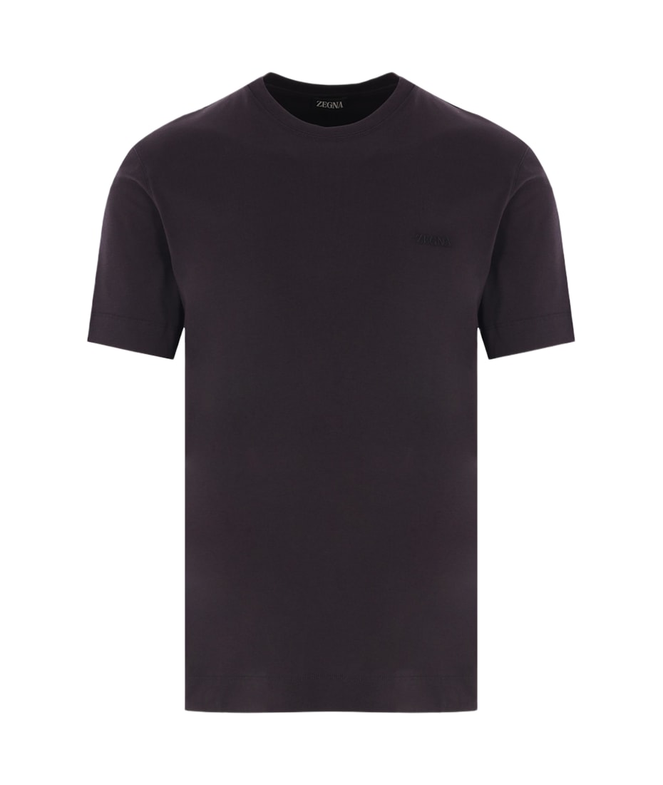 Tシャツ・カットソー ZEGNA SS25 COTTON AND SILK T-SHIRT (RUF366A9 F734 NAVY) T-Shirt aus Premium Cotton in Marineblau SS25 26472501