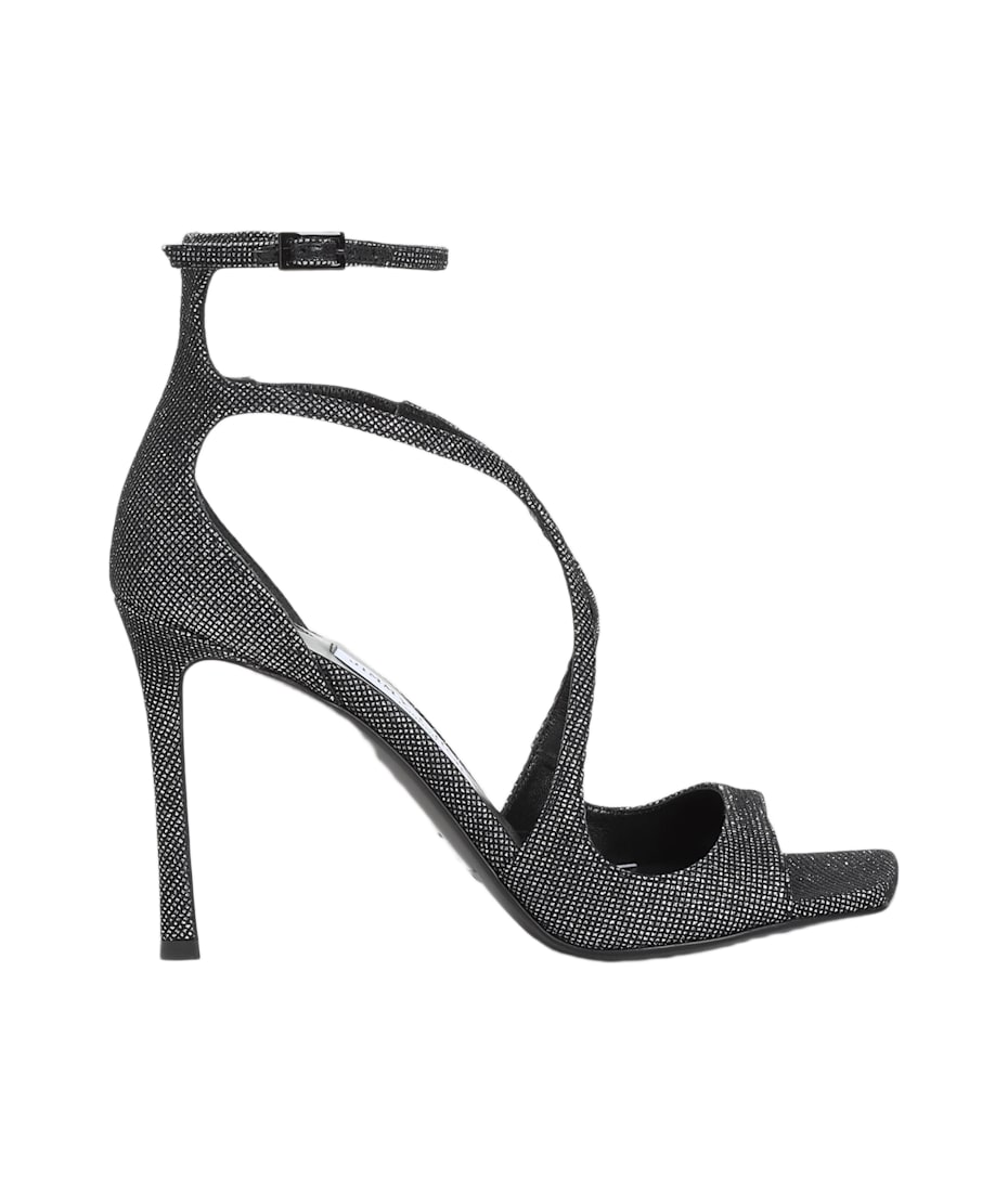 サンダル・ミュール Jimmy Choo Jimmy Choo Azia 95 Sandals (AZIA95 JHZ COSMO) Azia 95 | Silver Liquid Metal Leather Sandals | JIMMY CHOO
