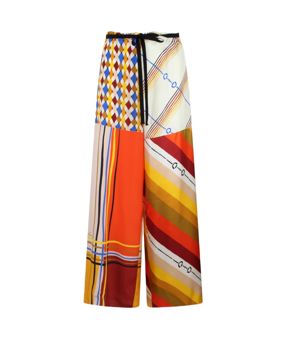 Gucci Heritage Patchwork Print Silk Trousers | italist