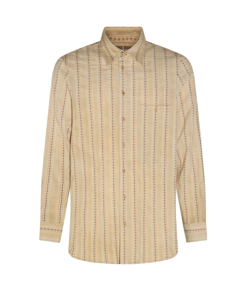 Uma Wang Tan Cotton Stripe Shirt - Brown