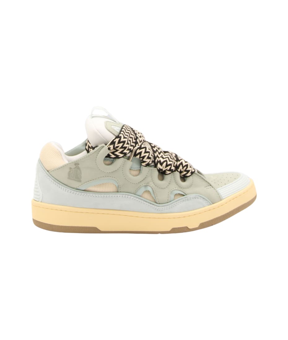 スニーカー Lanvin Pale Blue Curb Sneakers With Leather Lanvin Pale Blue Leather Curb Sneakers | italist