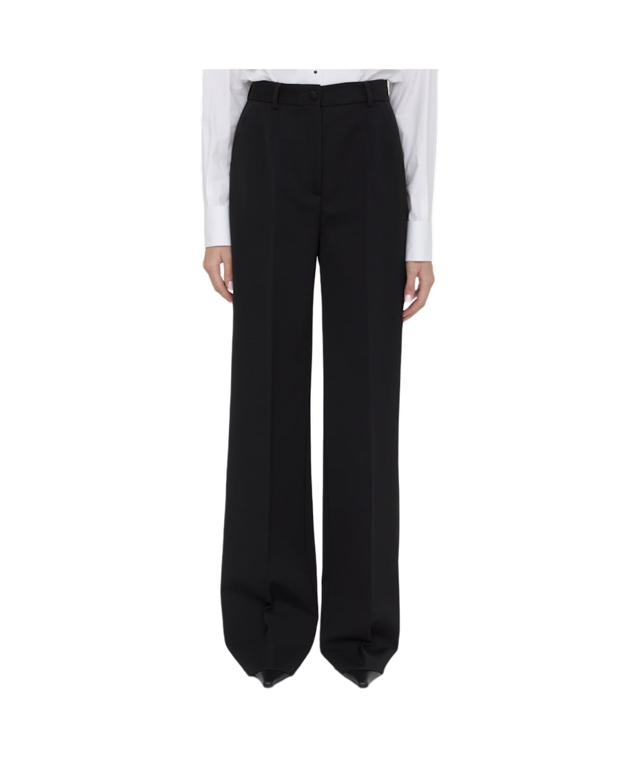 パンツ DOLCE&GABBANA BLACK WOOL GABARDINE TUXEDO TROUSERS Wool gabardine tuxedo pants in Black for Women