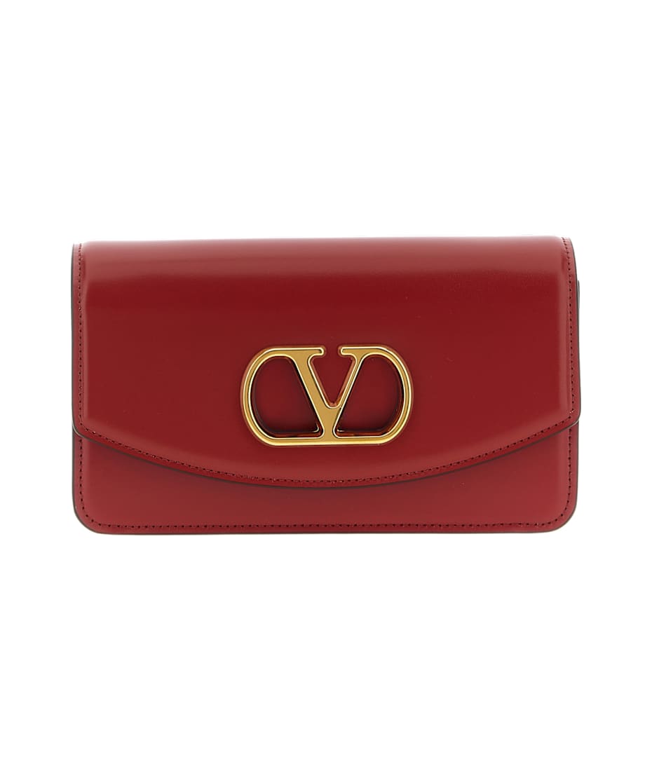 クラッチバッグ Valentino Garavani Small Clutch ヴァレンティノ ガラヴァーニ ヴェイン シャイニーカーフスキン