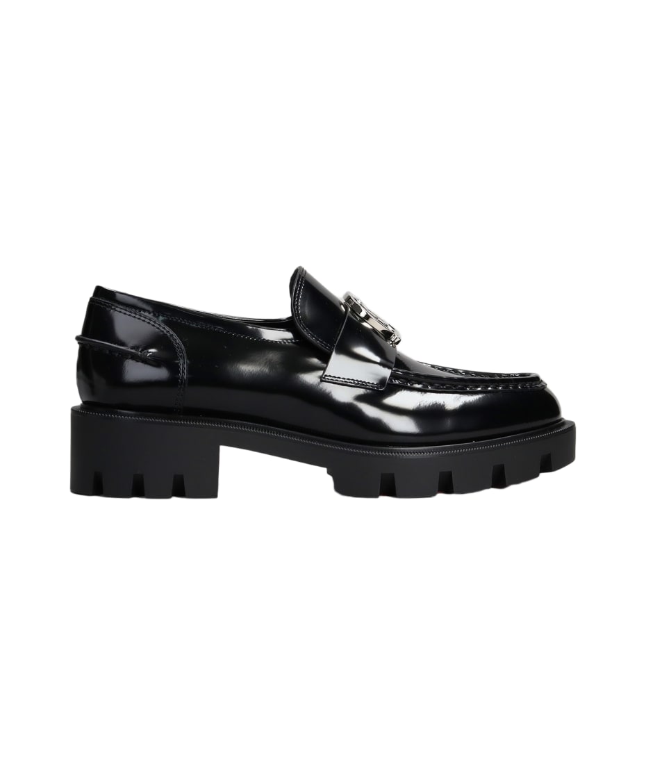 CL Moc Lug Spikes Leather Loafers in Black - Christian Louboutin
