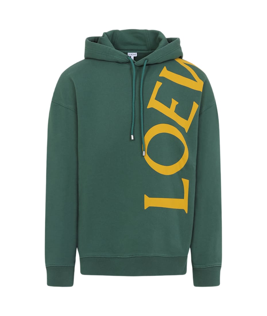 【関税&送料込】Loewe Green Cotton Sweatshirt Relaxed fit hoodie in cotton Green - LOEWE
