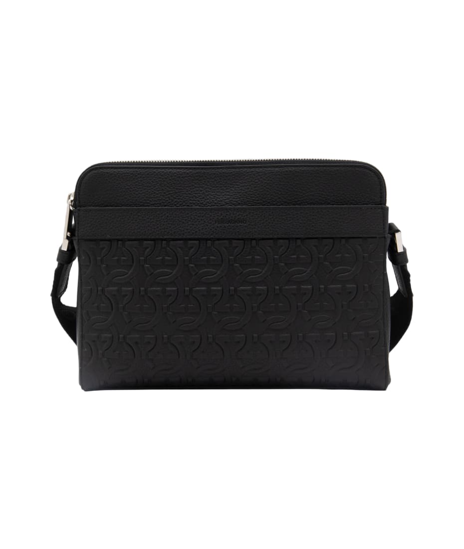 Ferragamo Black Leather Messenger Bag | italist