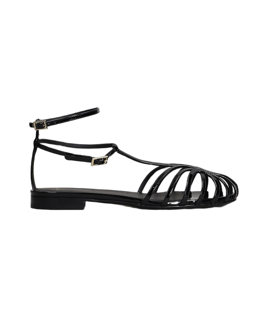 VIP【関税送料無料】希少 ALEVI' ORANGE LEATHER ELENA FLATS Alevì Elena 010 Flats In Black Leather | italist