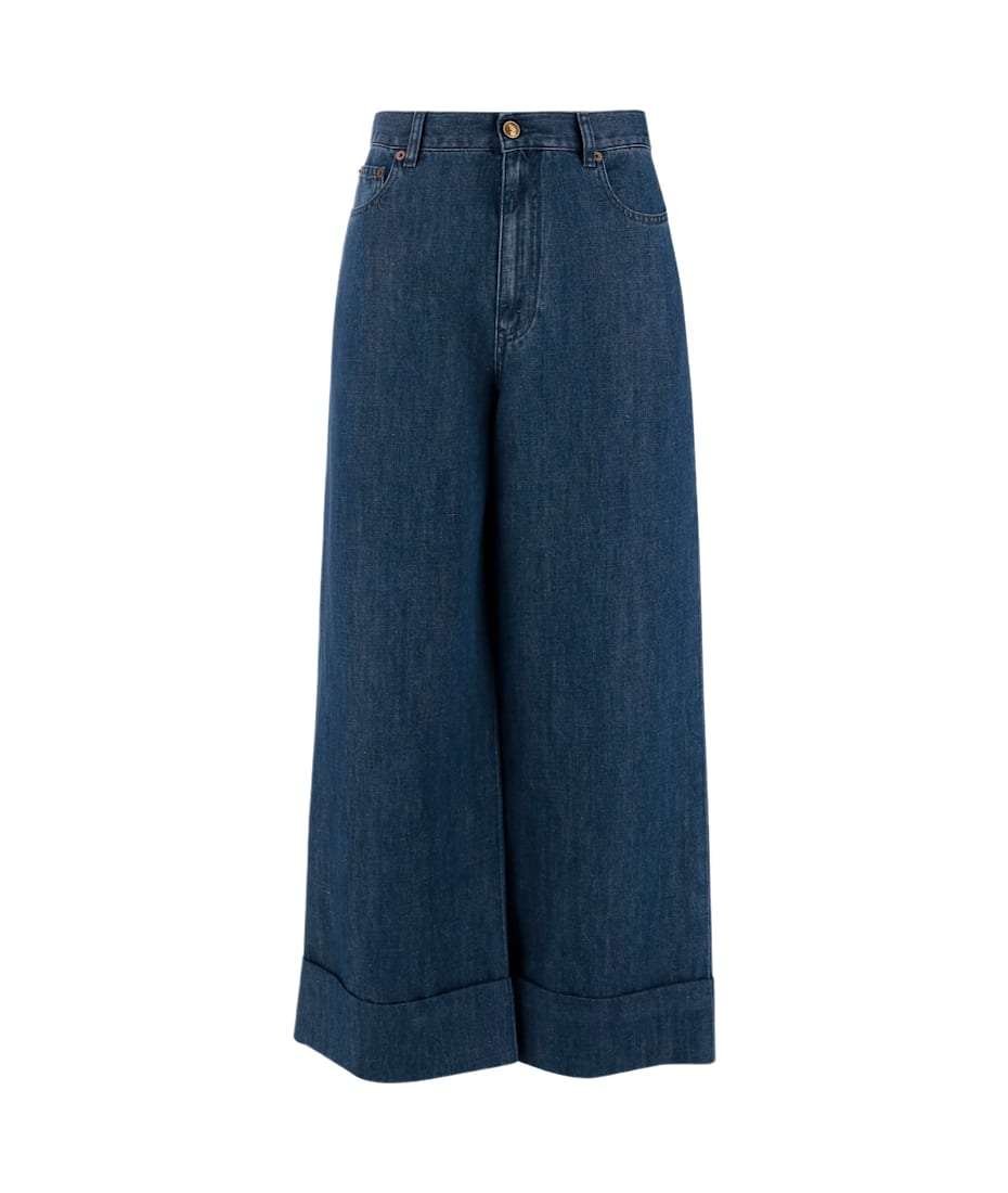【送料&関税込】Valentino Cotton Denim Jeans Rockstud cotton denim jeans in blue - Valentino | Mytheresa