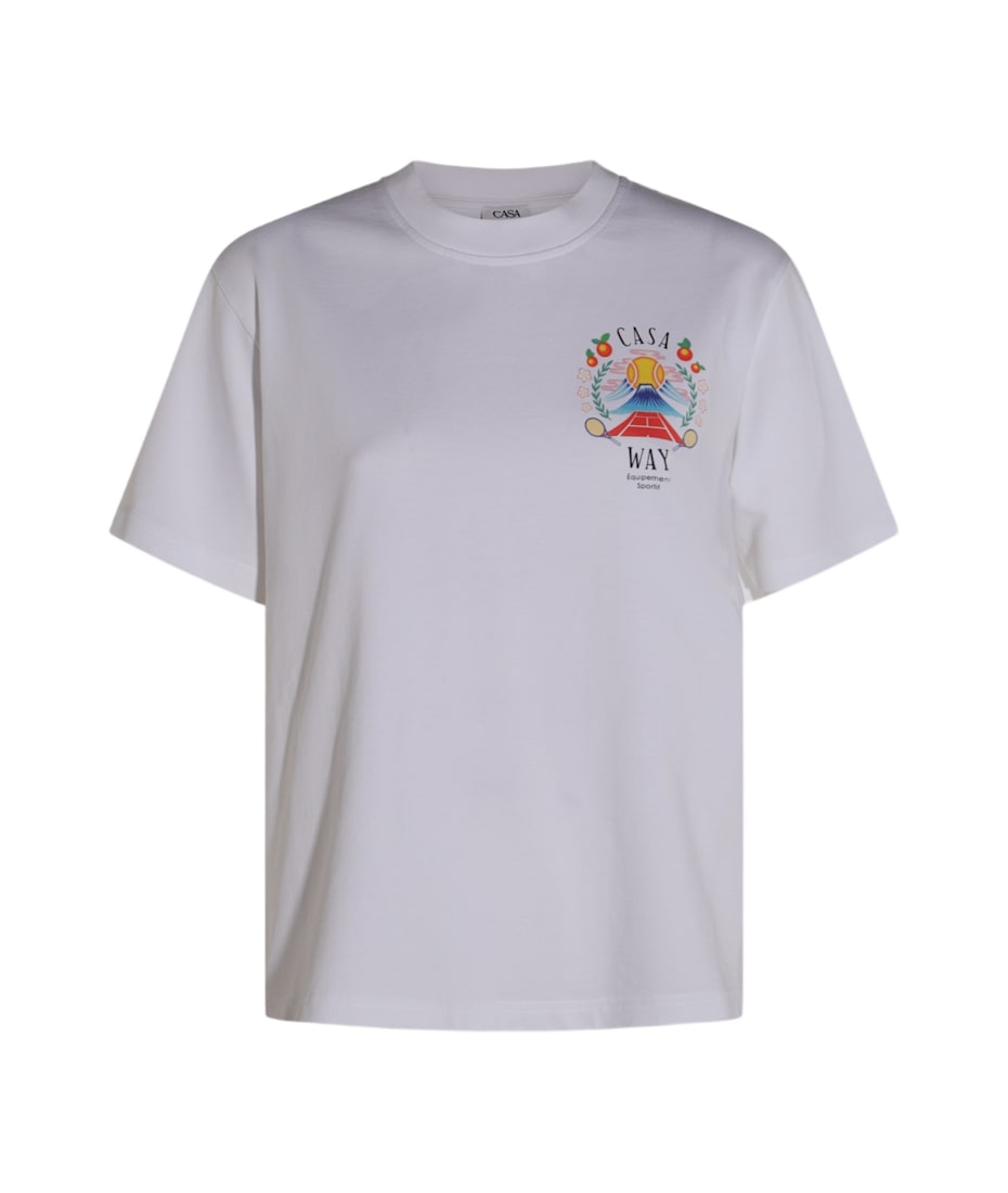 Tシャツ・カットソー CASABLANCA Woman T-Shirt White WPF25JTS046 03 L'été En Liberté Cropped T-Shirt | Casablanca Paris