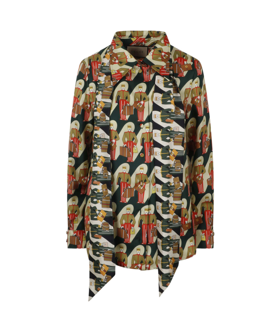 Gucci porter print silk shirt