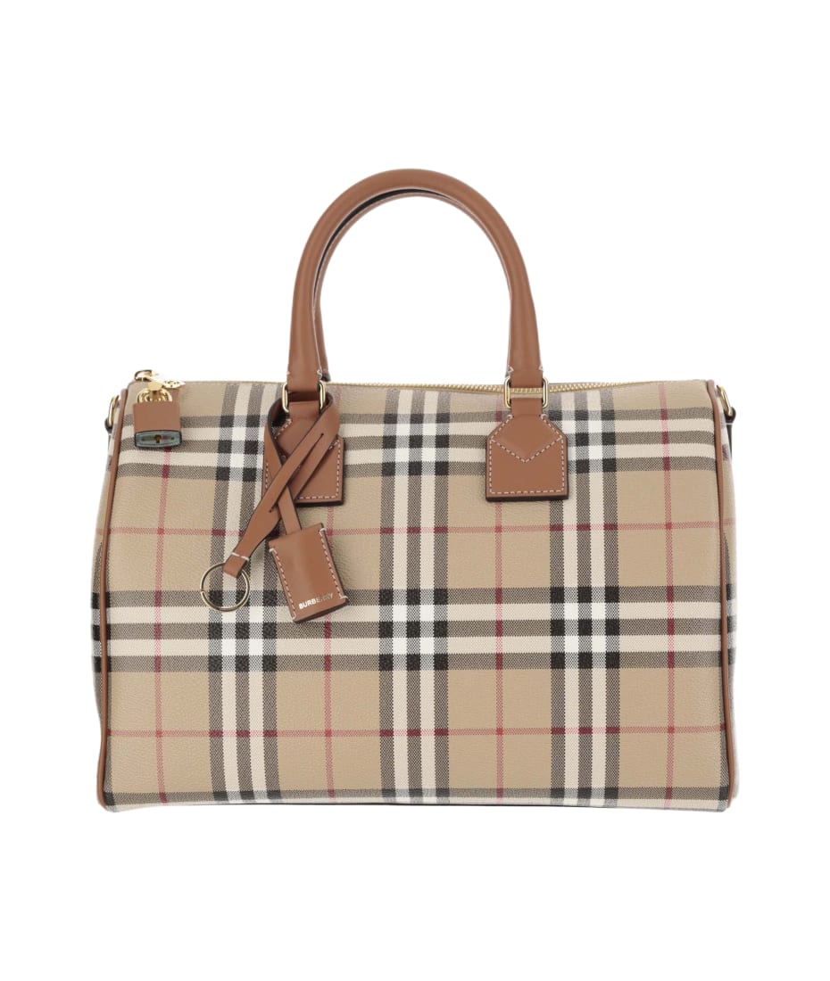 BURBERRY: Elizabeth bag in coated cotton blend - Brown