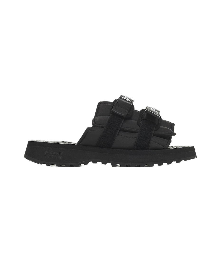 Palm Angels Men s Moto P Sandals x SUICOKE Black Leather Sandals