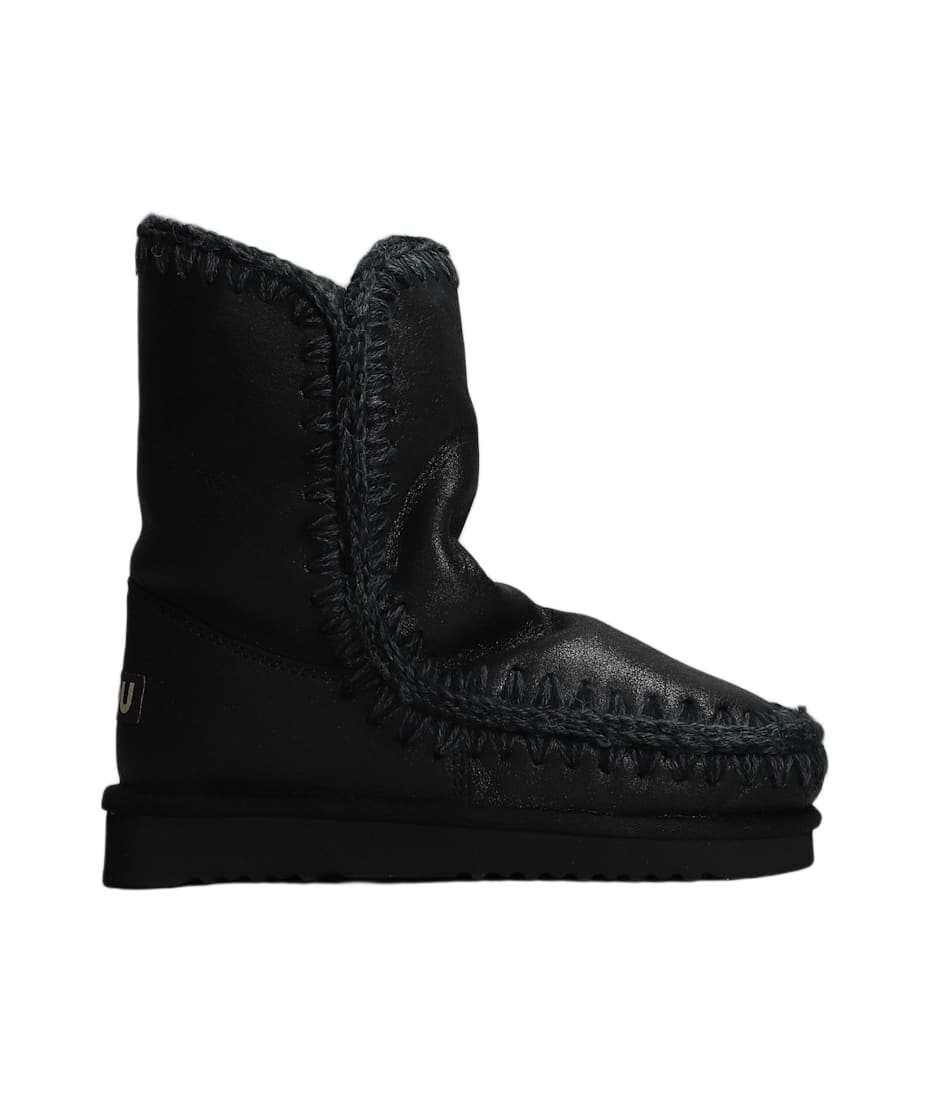 Mou Eskimo 24 Low Heels Ankle Boots In Black Leather italist ALWAYS LIKE A SALE
