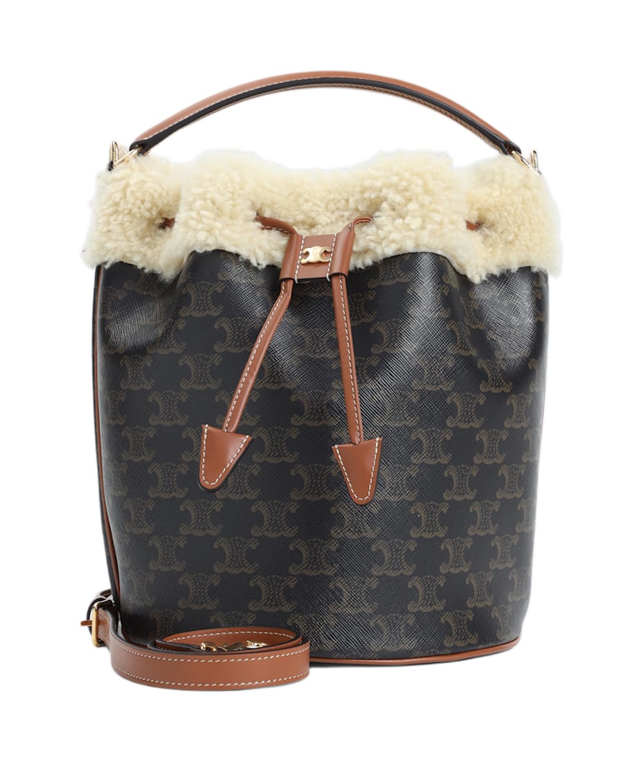 ハンドバッグ Celine Clara Teen Bucket Bag TEEN CLARA BAG IN RAFFIA AND CALFSKIN - | CELINE