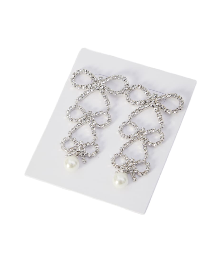 【送料&関税込】self-portrait Silver And Pearl Tiered Bow Ea Tiered Pearl Bow Earrings – self-portrait-US