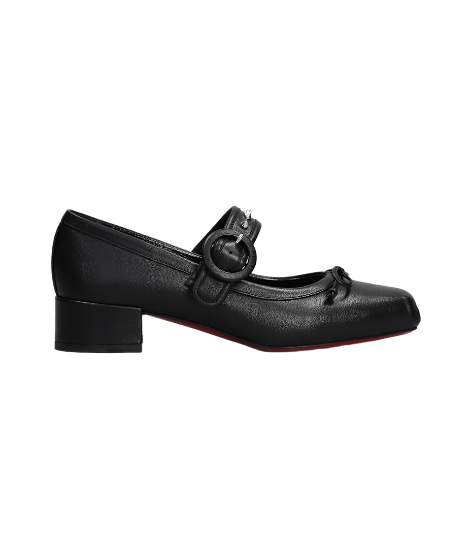 Mamastrapita Spike30 Ballet Flats In Black Leather
