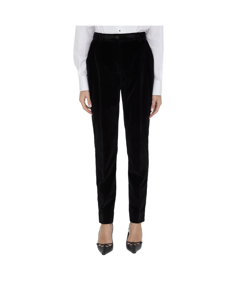 パンツ Dolce & Gabbana Velvet tuxedo pants Tailored velvet tuxedo pants in Black for Women