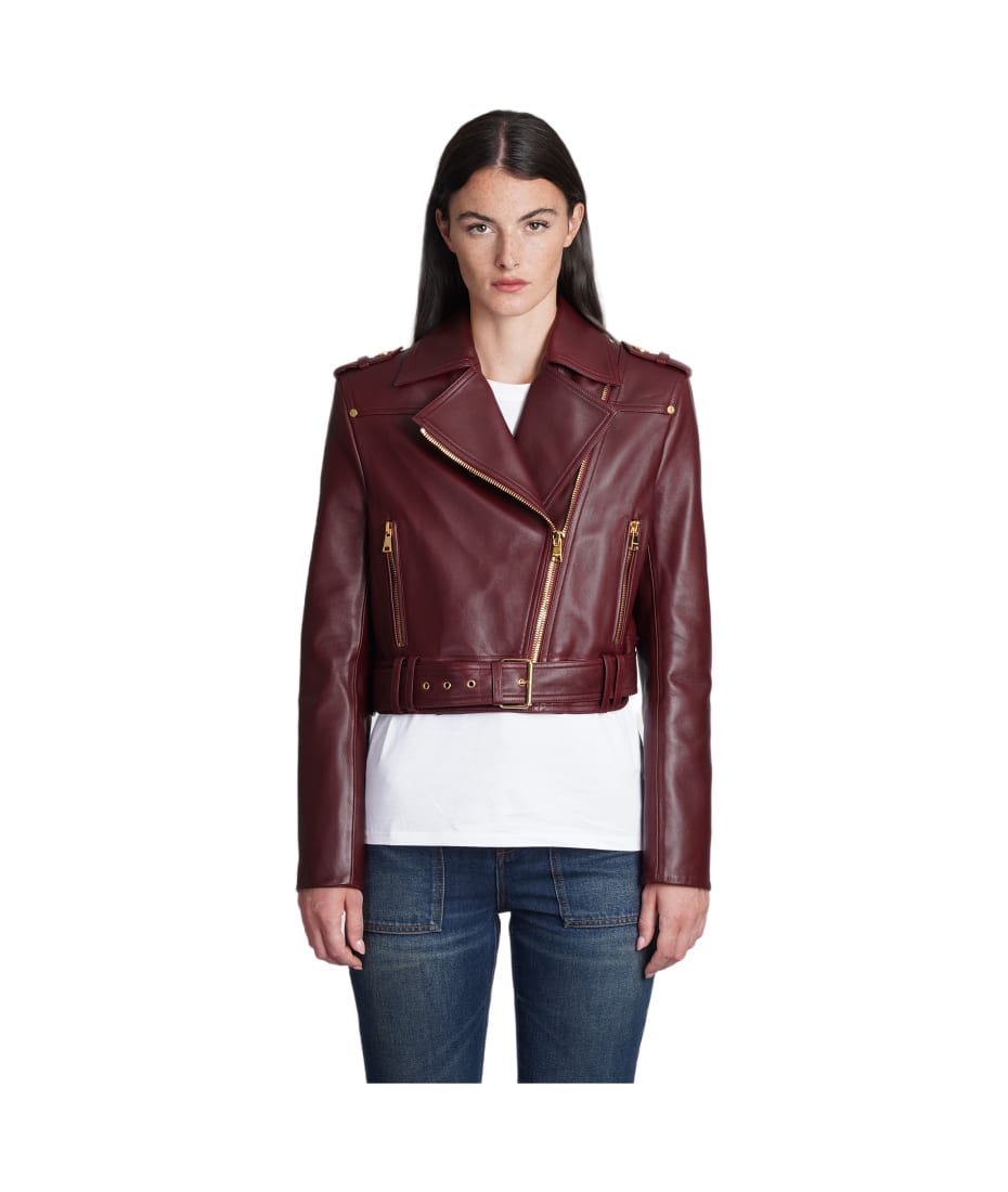 Bordeaux leather jacket hotsell