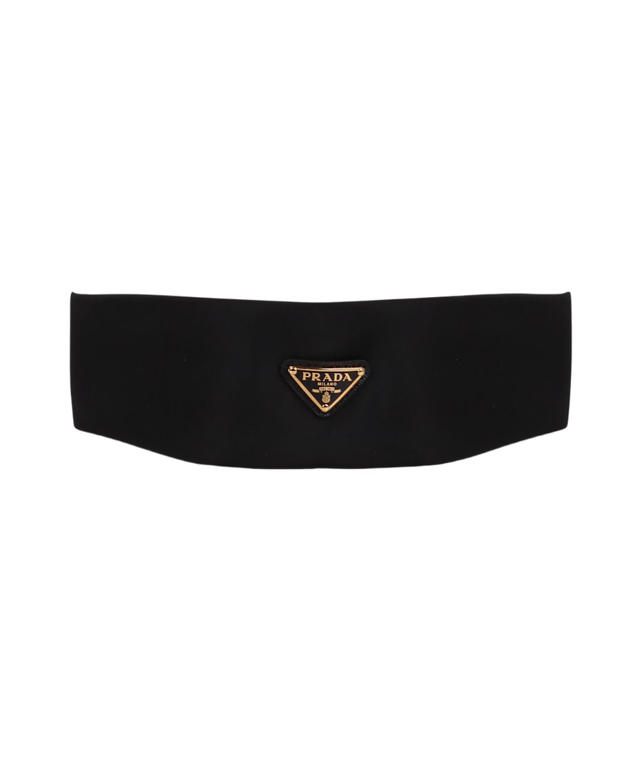Prada Headband With Gold Logo italist