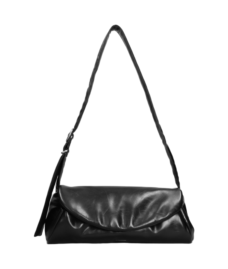 Jil Sander Cannolo Grande Shoulder Bag In Black Leather | italist