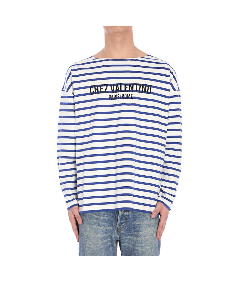 【関税＆送料込み】Striped Chez Valentino Garavani T-Shirt Valentino Garavani 'chez valentino' striped pattern t-shirt