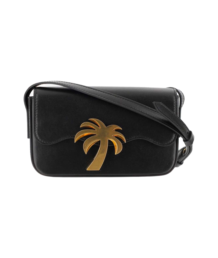 【関税&送料込】Palm Angels Black Leather Palm Beach Crossbo Palm Angels Black Leather Palm Beach Crossbody Bag | italist