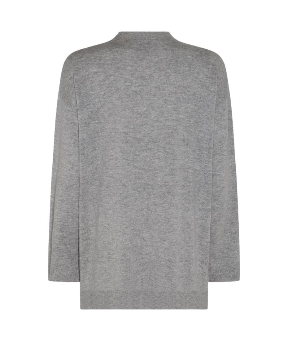 Allude Grey Wool And Cashmere Blend Cardigan - Grey