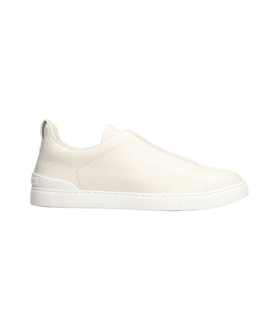 Zegna Triple Stich Sneakers In White Leather | italist