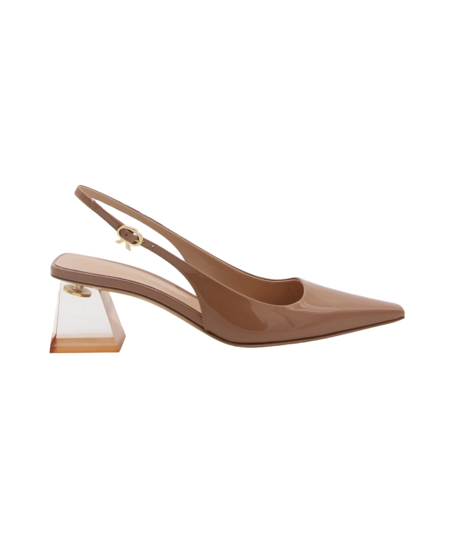 Praline Leather Slingback Pumps