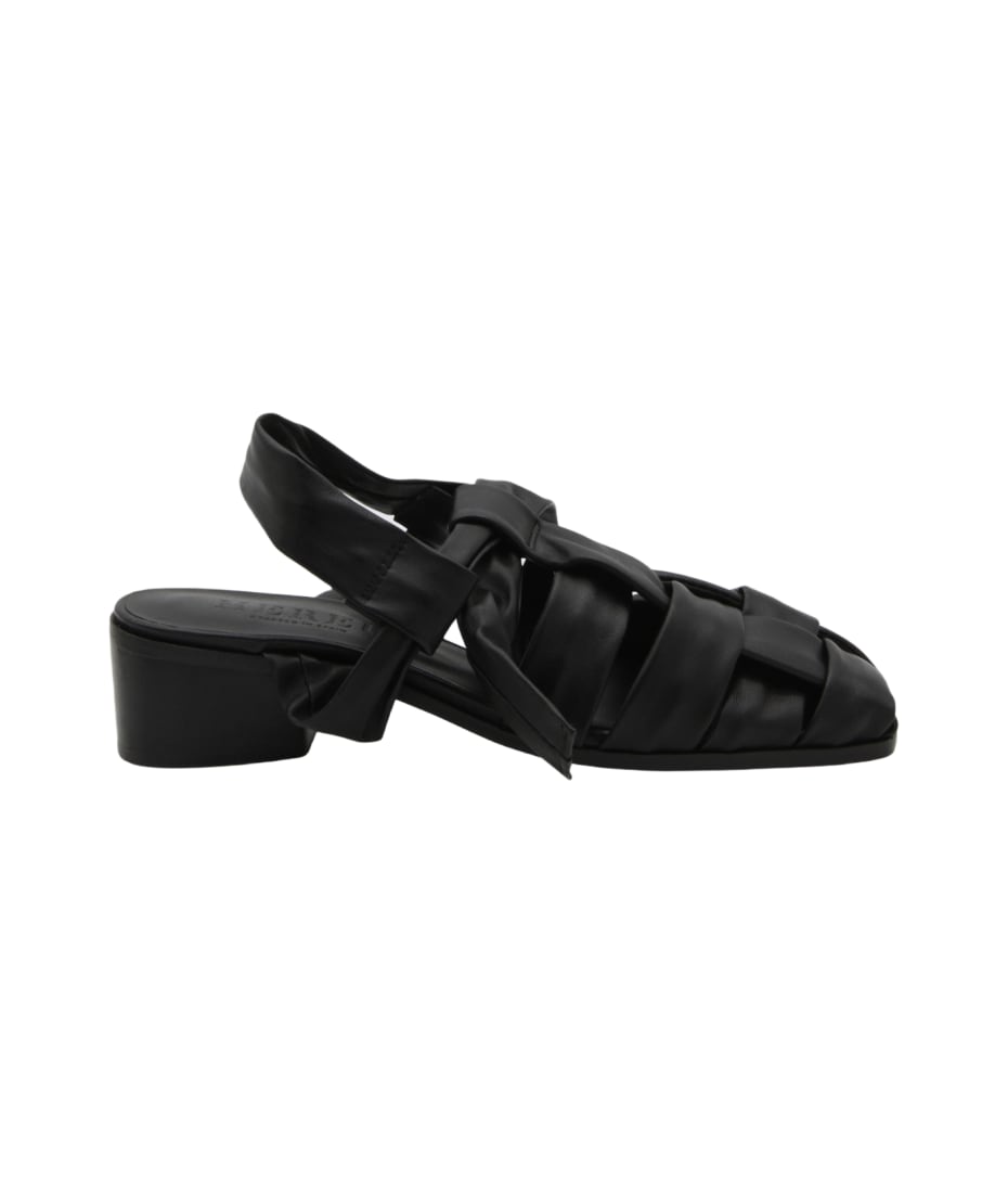 ◆HEREU◆ Bena Sandal Black WFP23BENA001BLACK WFP23BENA001BL BENA - Interwoven Knotted T-bar Sandal – Hereu Studio
