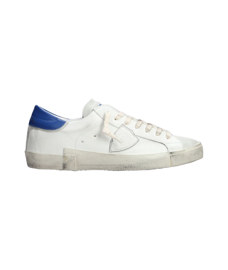 【関税込み】Prsx Low Sneakers - Philippe Model - Leather - S Prsx Sneakers: Man's White/Black Shoes | Philippe Model Paris
