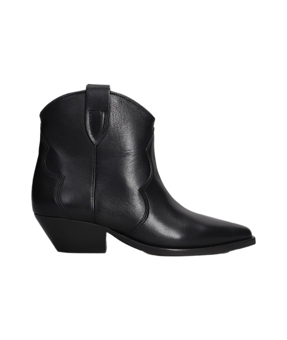 Isabel Marant Dewina Texan Ankle Boots In Black Leather