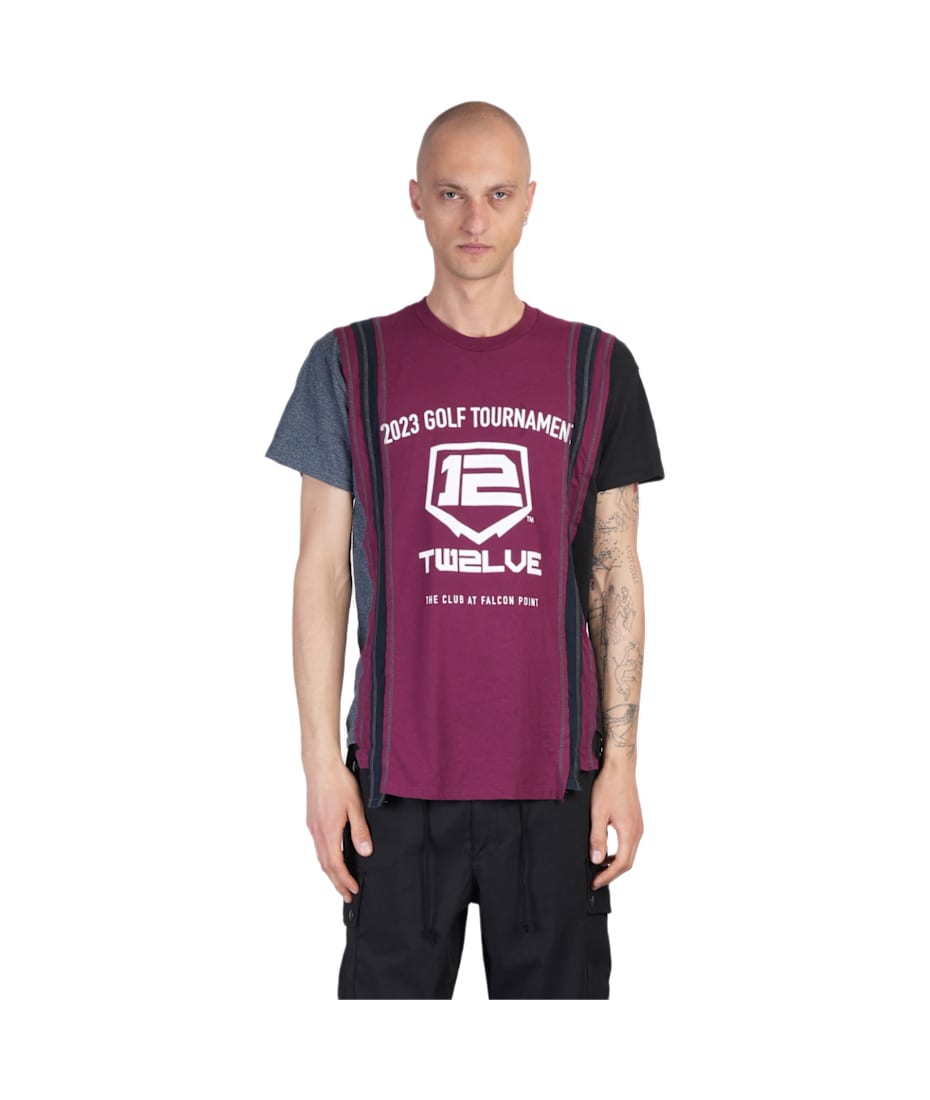 【Needles】 SS25 Men's Henley Neck T-Shirt BORDEAUX Needles T-shirt In Bordeaux Cotton | italist