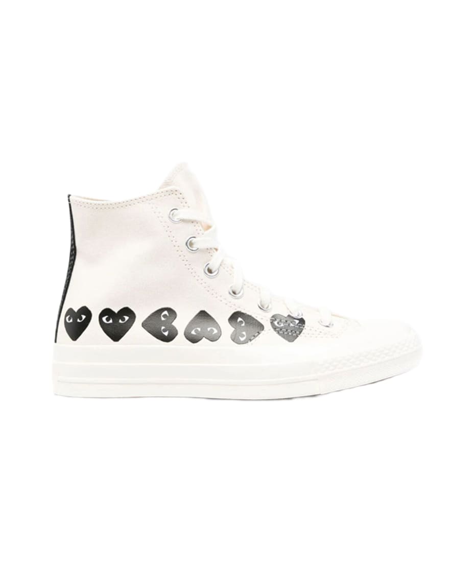 Comme des Garçons Play Multi Heart Ct70 Low Top Converse collaboration  Chuck Taylor 70s off white canvas high sneaker | italist