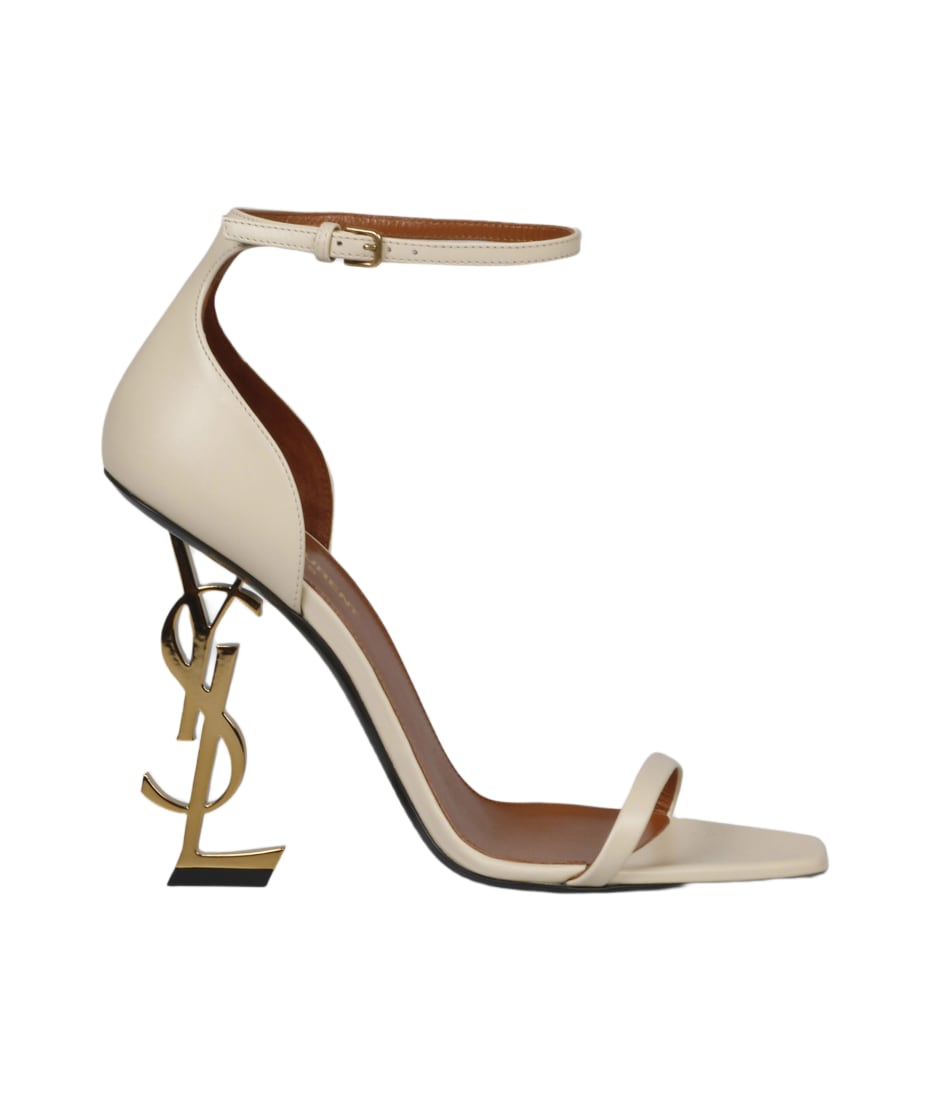 OPYUM sandals with gold-toned heel in smooth leather, Front view