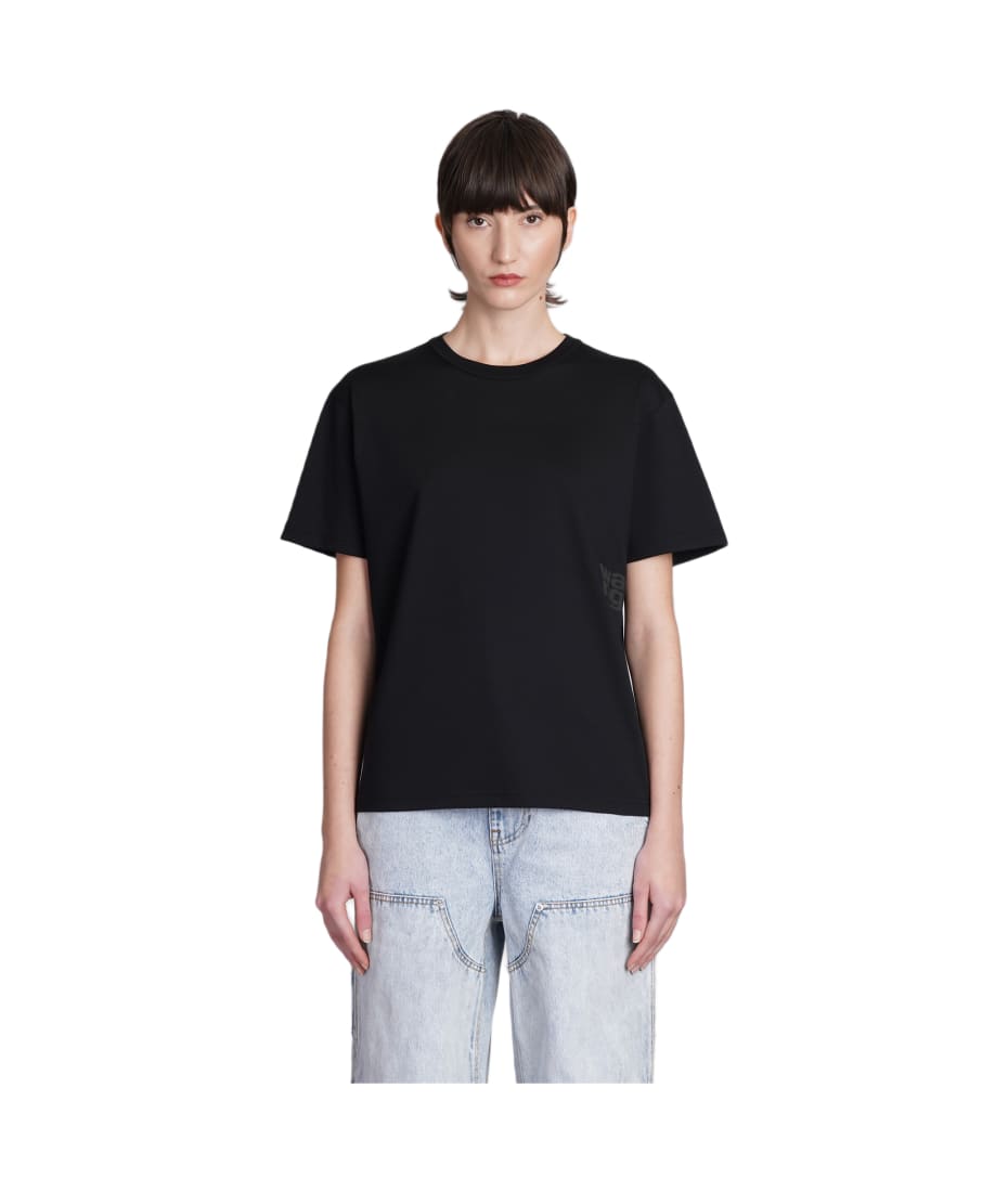 【送料&関税込】T by Alexander Wang Black Cotton T-shirt Alexander Wang Black Cotton T-shirt | italist