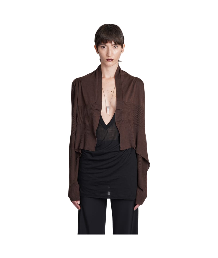 Rick Owens Short Wrap Cardigan In Brown Wool | italist, ALWAYS