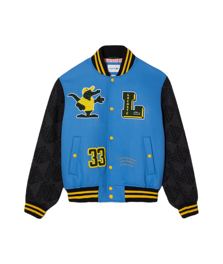 Lacoste Blusone Light blue wool varsity jacket with logo italist